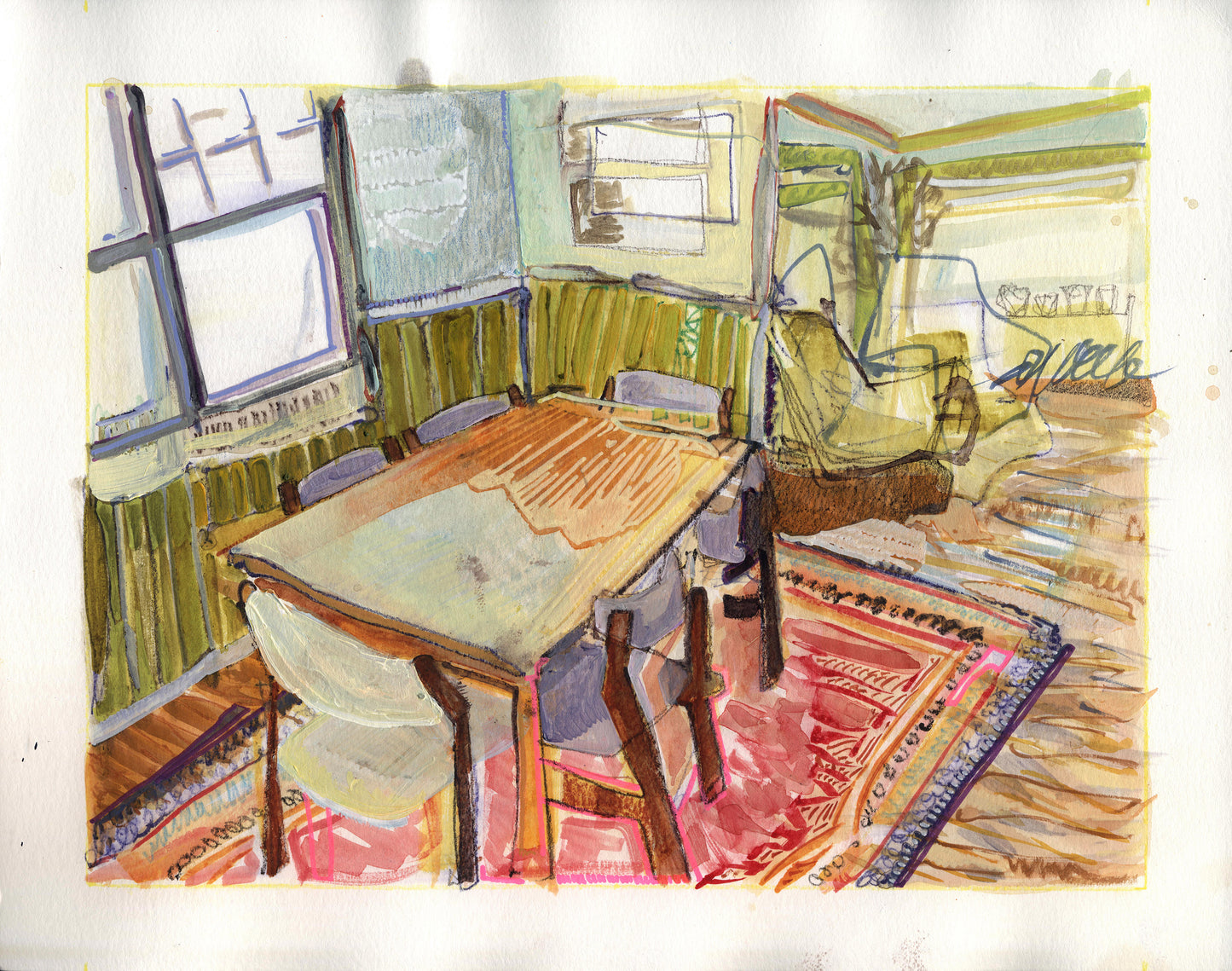 Untitle Painting with Green Wainscoting