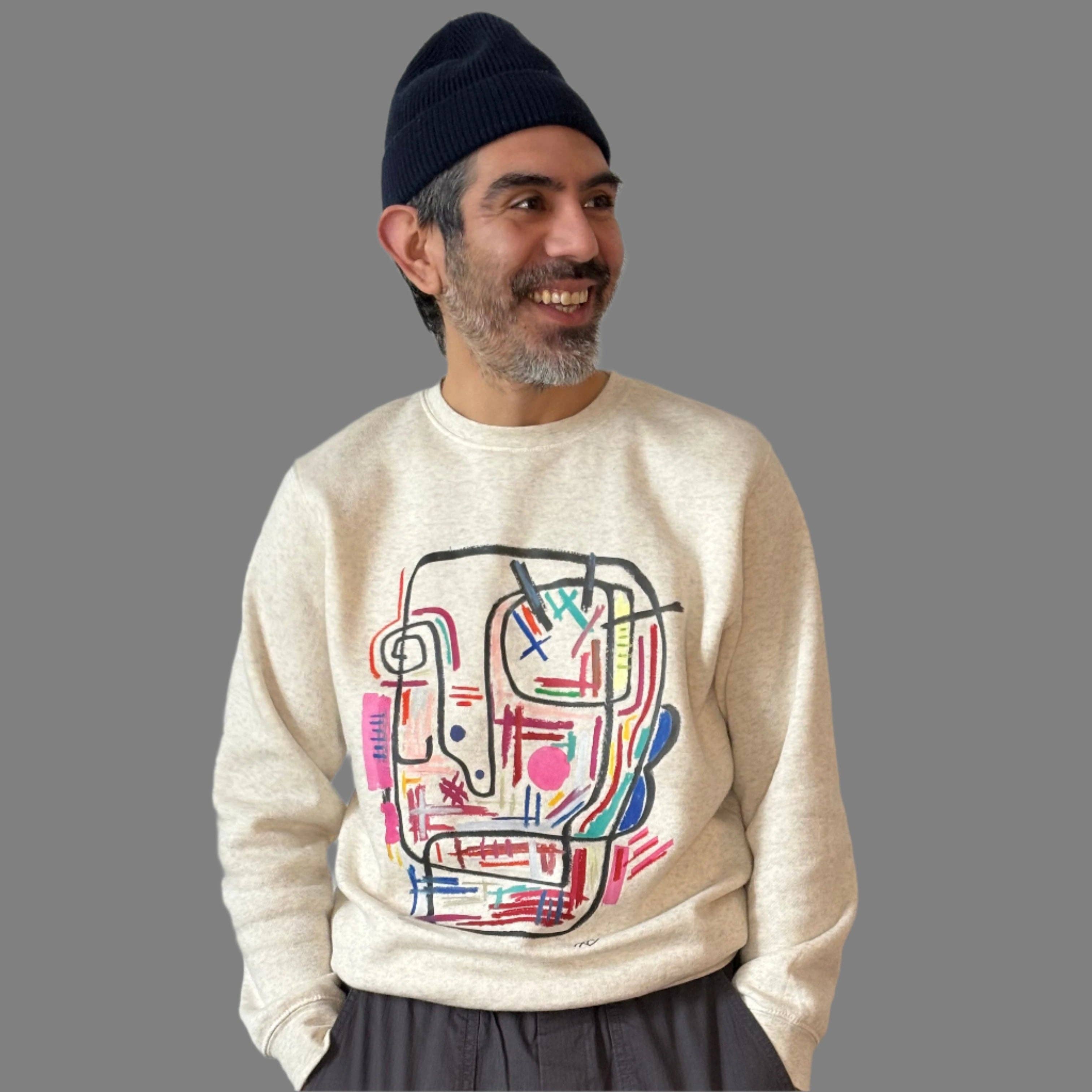 Technologic Large Print Sweater - Super Soft Natural Heather