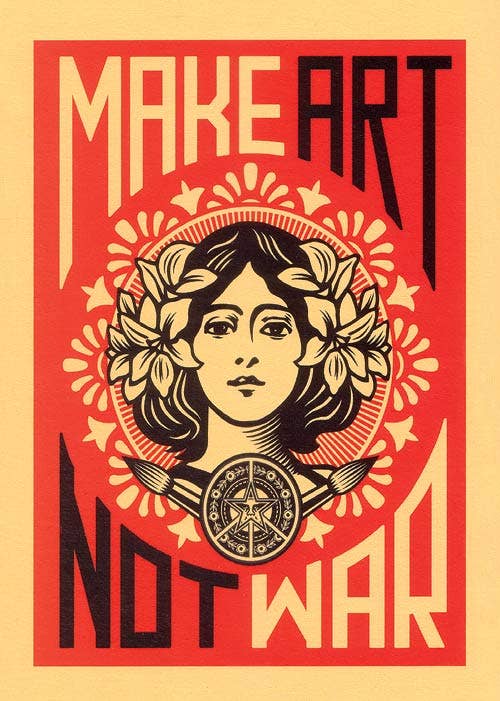 Postcard. Make Art, Not War.  Artist: Shepard Fairey.