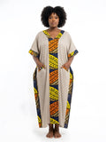 African Print Patchwork Kaftan Dress with Matching Headwrap | One Size