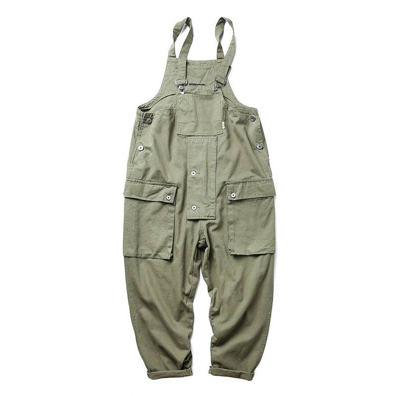 Casual Cotton Overalls for Men with Multi-Pockets