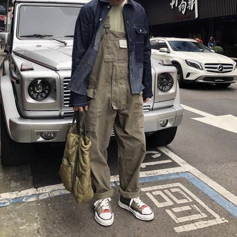 Casual Cotton Overalls for Men with Multi-Pockets