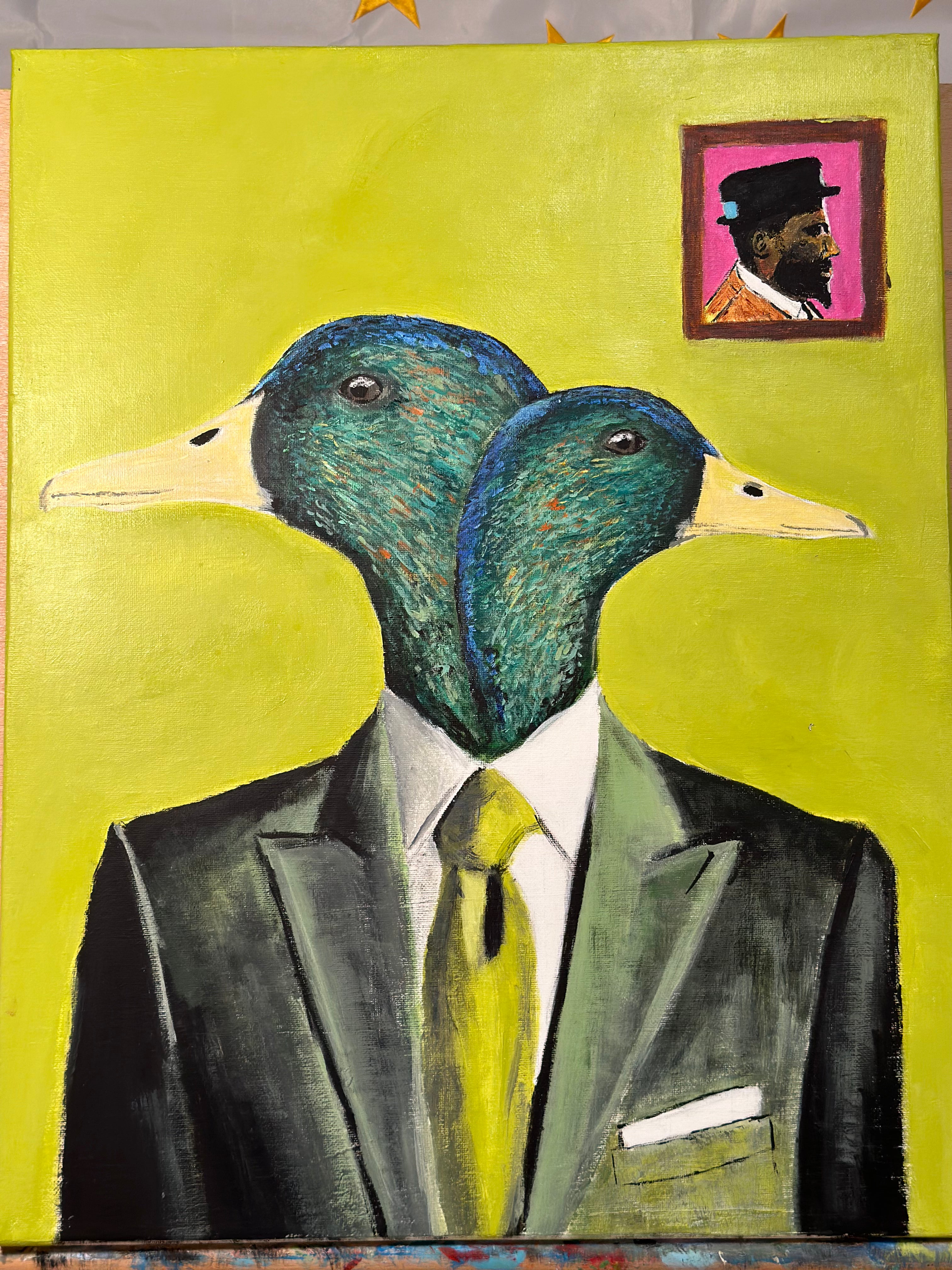Double-Headed Mallard and a Portrait of Thelonious Monk