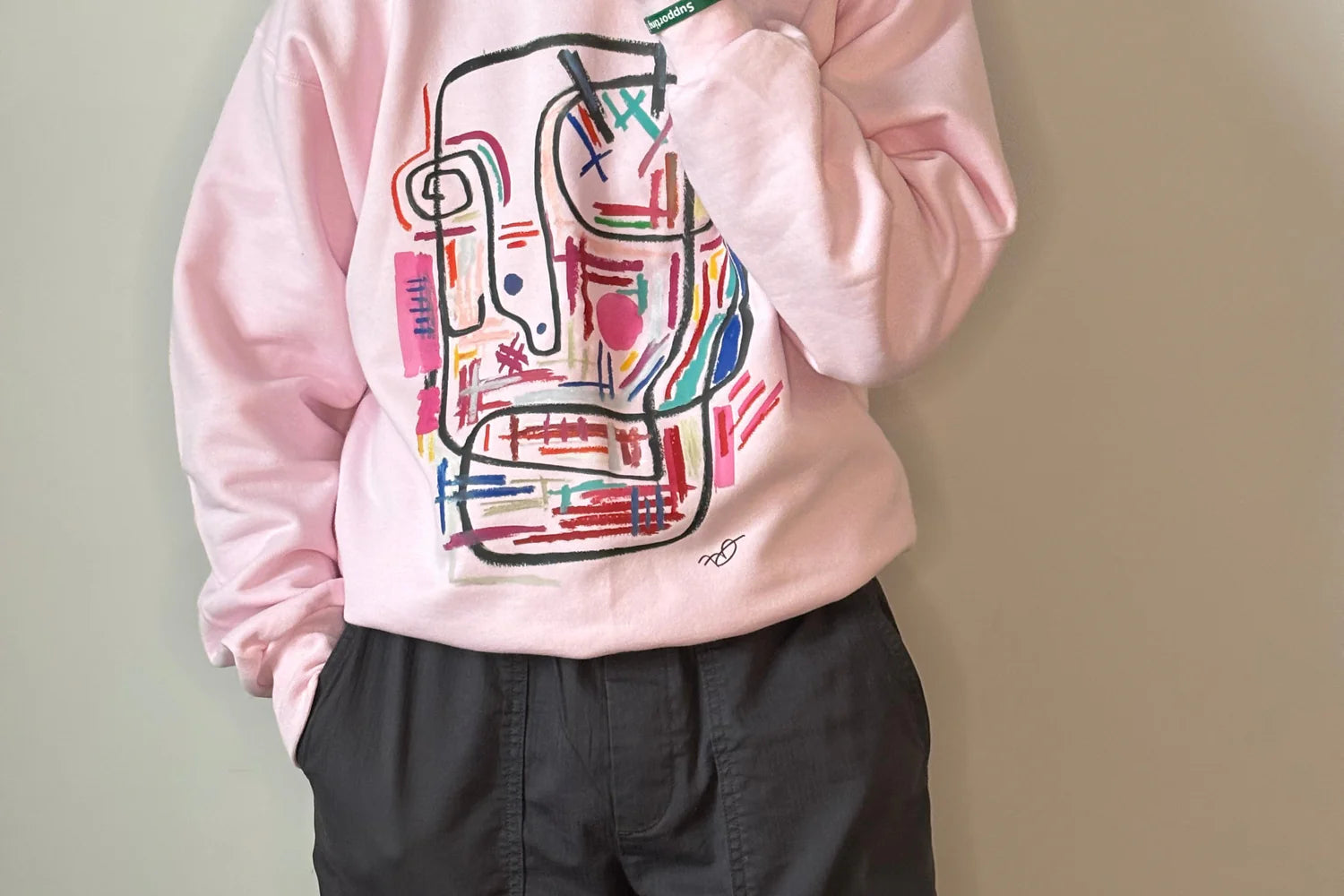 Technologic Large Print Sweater - Classic Crew Pink