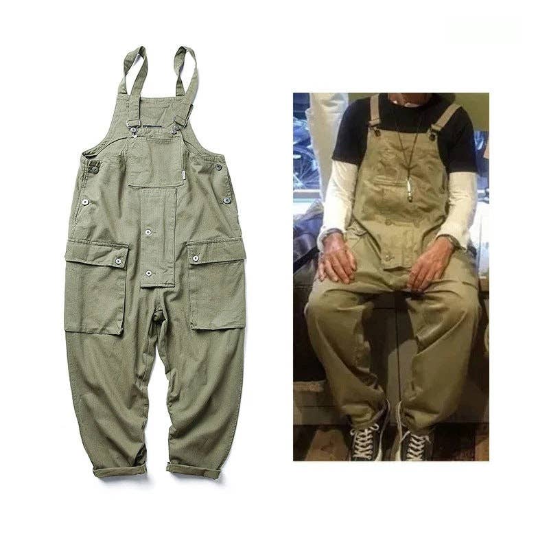 Casual Cotton Overalls for Men with Multi-Pockets