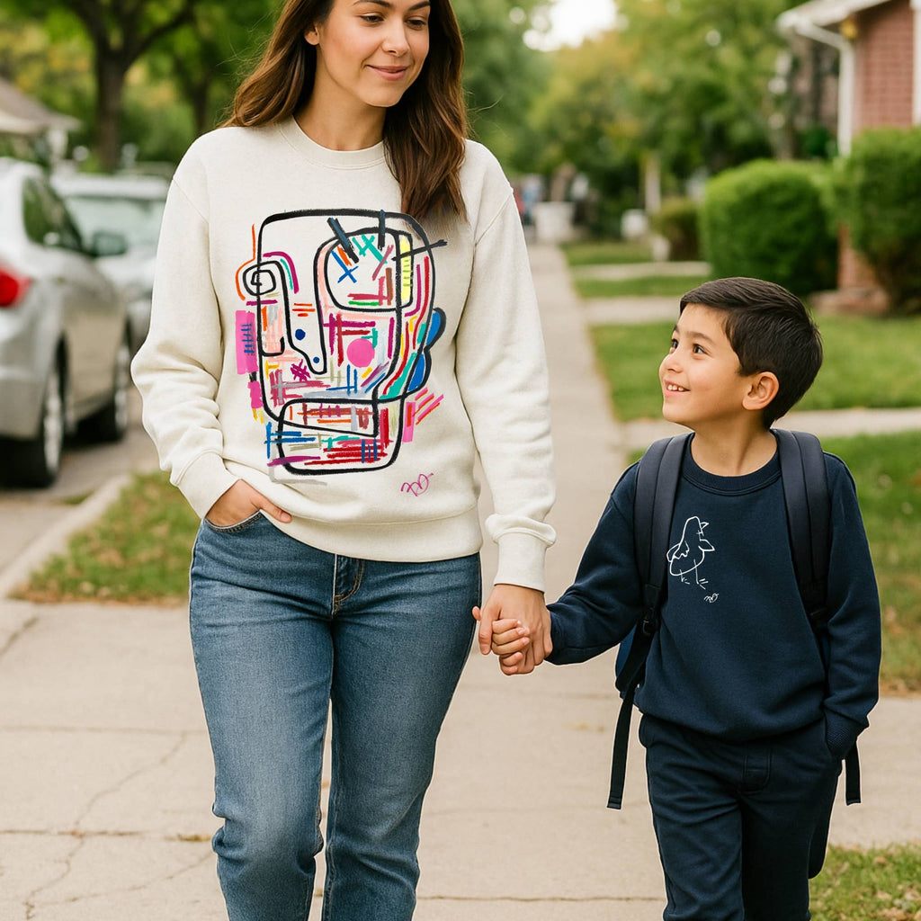 Technologic Large Print Sweater - Super Soft Natural Heather