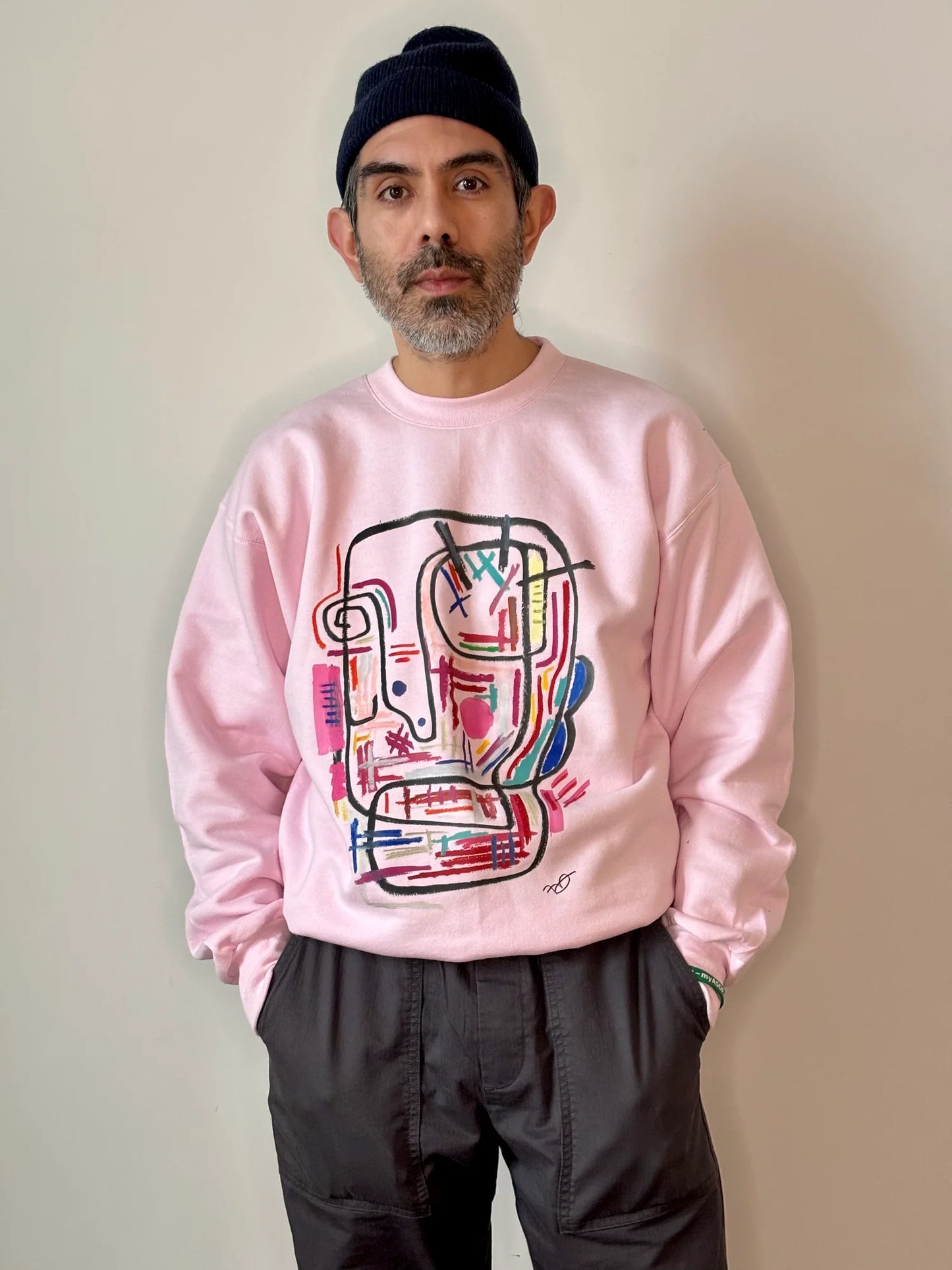 Technologic Large Print Sweater - Classic Crew Pink