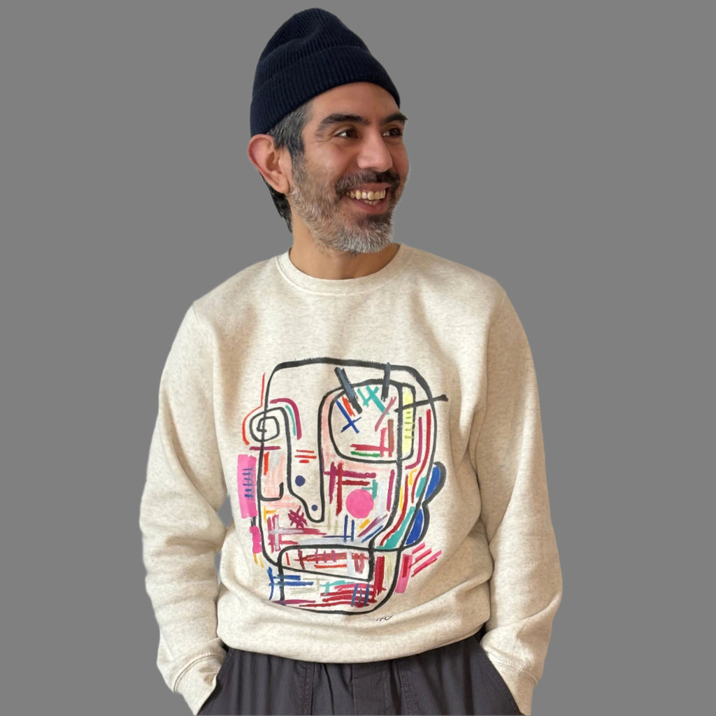 Technologic Large Print Sweater - Super Soft Natural Heather